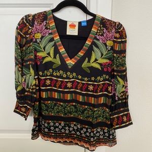 Very colorful Farm rio lined blouse from Anthropologie.